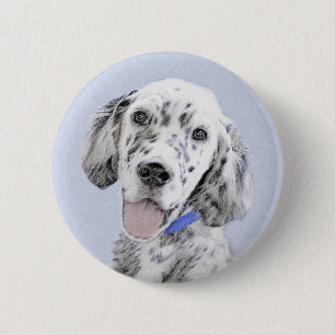 English Setter Blue Belton Painting Dog Art 2 Inch Round Button