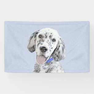 English Setter Blue Belton Painting Dog Art Banner