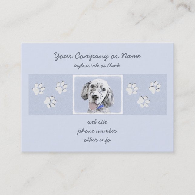 English Setter Blue Belton Painting Dog Art Business Card (Front)
