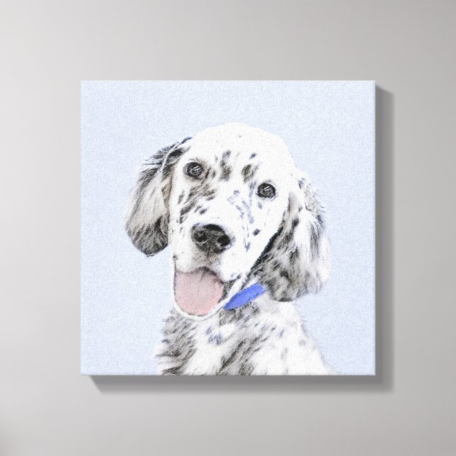English Setter Blue Belton Painting Dog Art Canvas Print (Front)