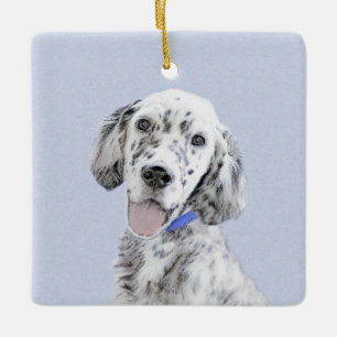 English Setter Blue Belton Painting Dog Art Ceramic Ornament
