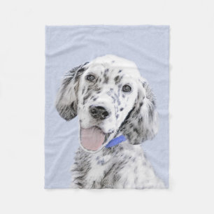 English Setter Blue Belton Painting Dog Art Fleece Blanket