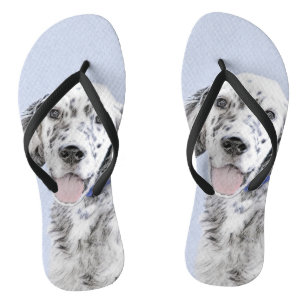 English Setter Blue Belton Painting Dog Art Flip Flops