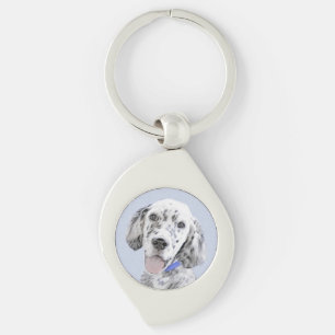 English Setter Blue Belton Painting Dog Art Keychain