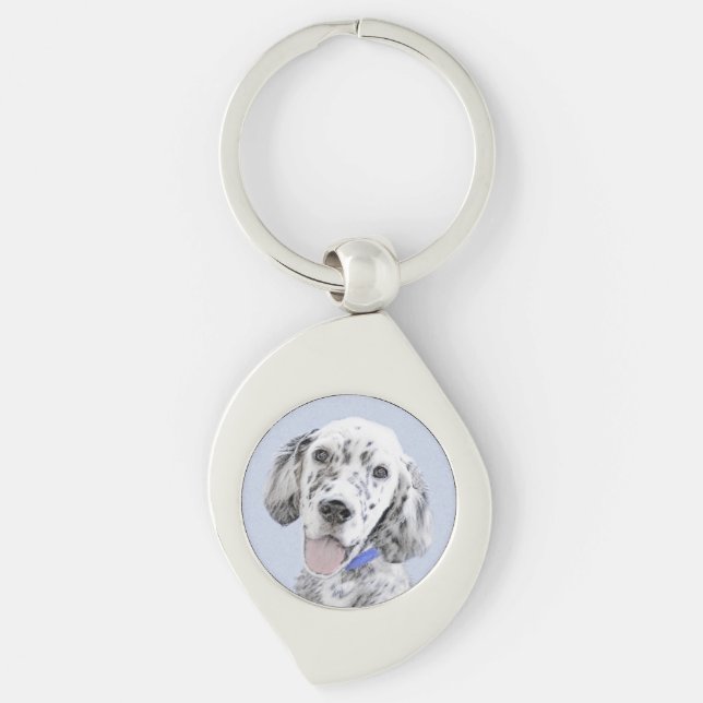 English Setter Blue Belton Painting Dog Art Keychain (Front)