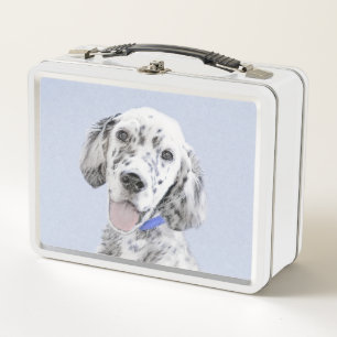 English Setter Blue Belton Painting Dog Art Metal Lunch Box