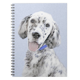 English Setter Blue Belton Painting Dog Art Notebook