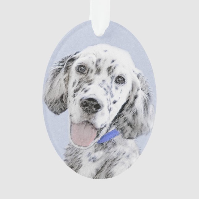 English Setter Blue Belton Painting Dog Art Ornament (Back)