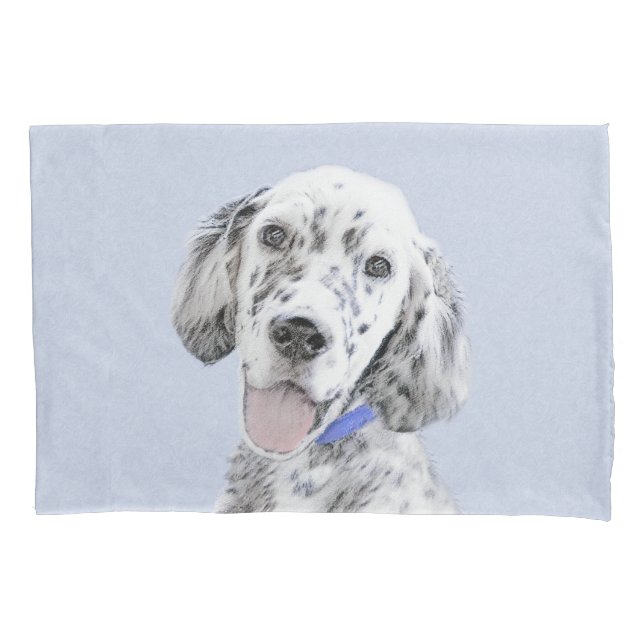 English Setter Blue Belton Painting Dog Art Pillowcase (Front)