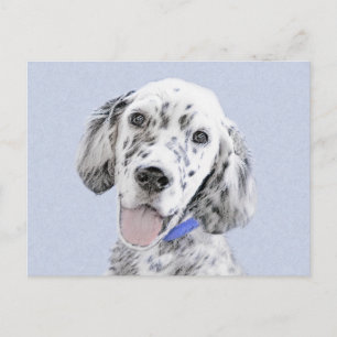 English Setter Blue Belton Painting Dog Art Postcard
