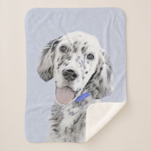 English Setter Blue Belton Painting Dog Art Sherpa Blanket