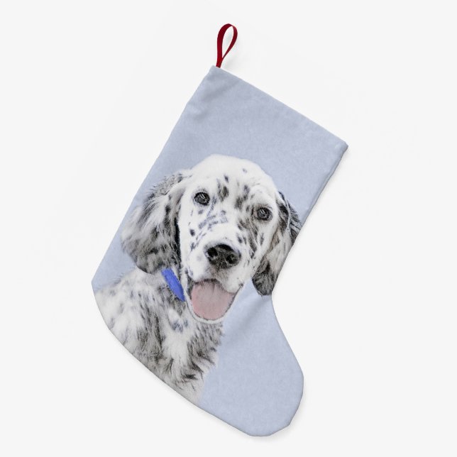 English Setter Blue Belton Painting Dog Art Small Christmas Stocking (Front (Hanging))