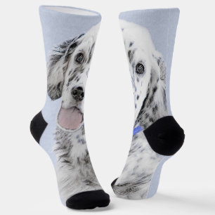 English Setter Blue Belton Painting Dog Art Socks