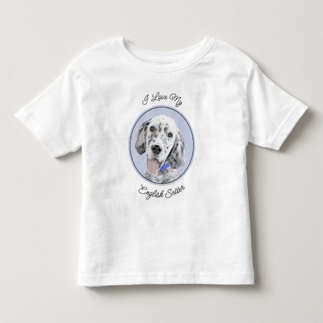 English Setter Blue Belton Painting Dog Art Toddler T-shirt (Front)