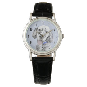 English Setter Blue Belton Painting Dog Art Watch