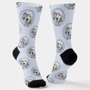 English Setter Blue Belton Painting Pet Dog Art Socks