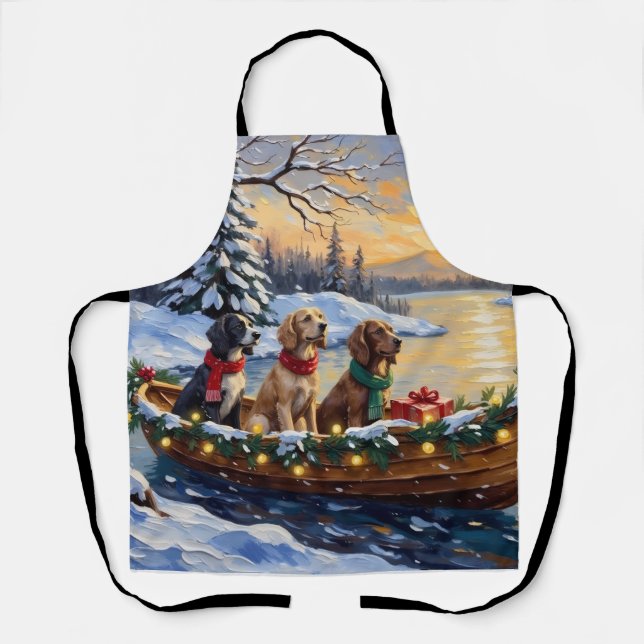 English Setter Christmas Boat Holiday Apron (Front)