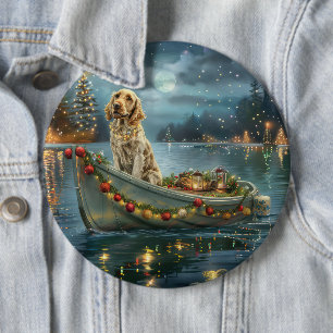 English Setter Christmas Festive Voyage 6 Inch Round Button