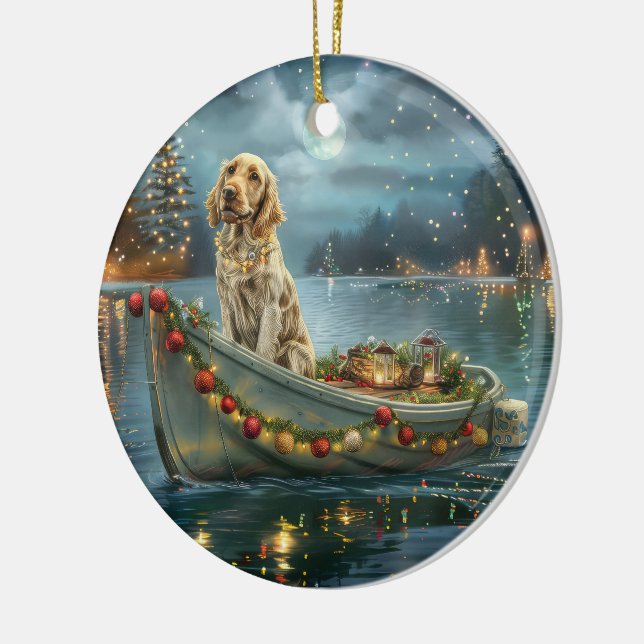 English Setter Christmas Festive Voyage  Ceramic Ornament (Left)