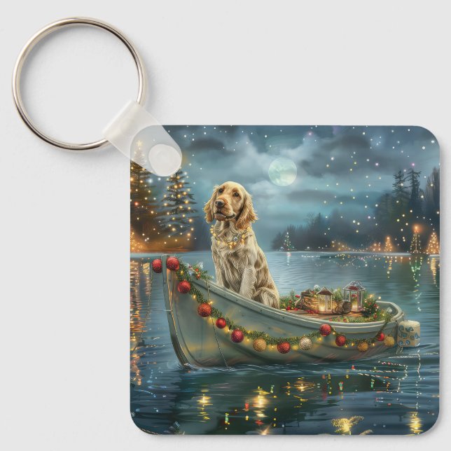 English Setter Christmas Festive Voyage  Keychain (Front)