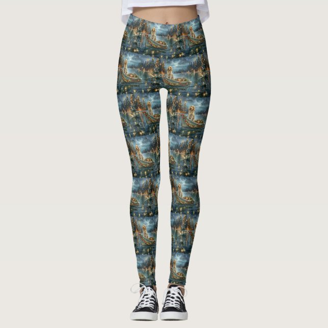 English Setter Christmas Festive Voyage  Leggings (Front)