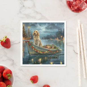 English Setter Christmas Festive Voyage Napkin