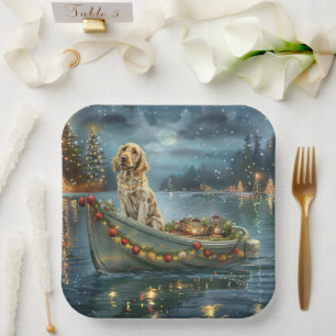 English Setter Christmas Festive Voyage  Paper Plate