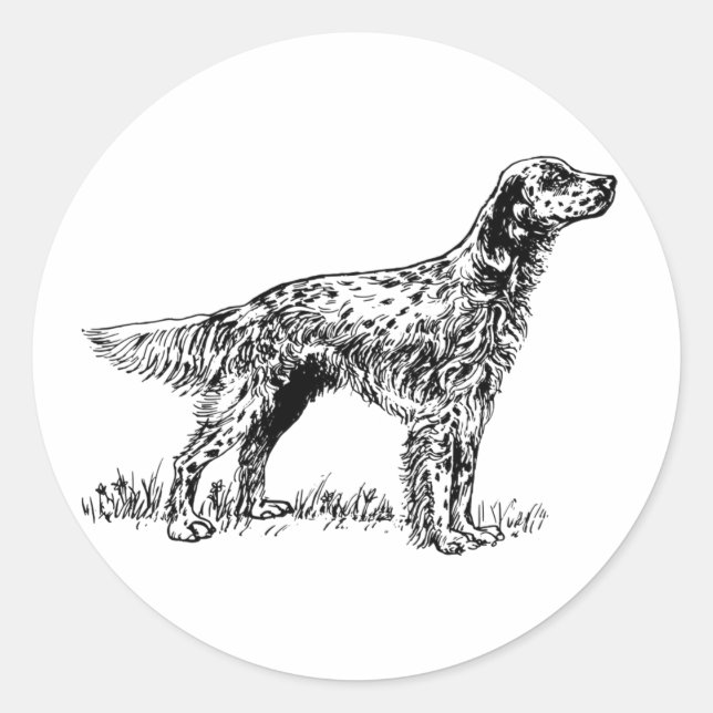 english setter classic round sticker (Front)