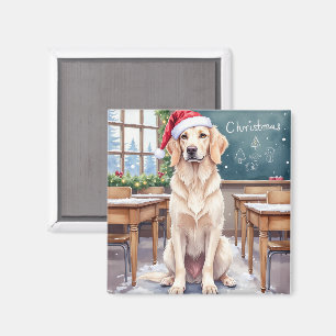 English Setter Cozy Classroom Teacher Santa Magnet