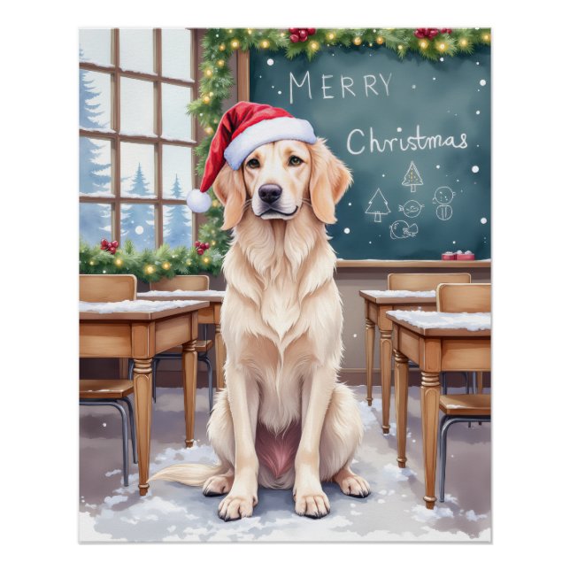 English Setter Cozy Classroom Teacher Santa Poster (Front)