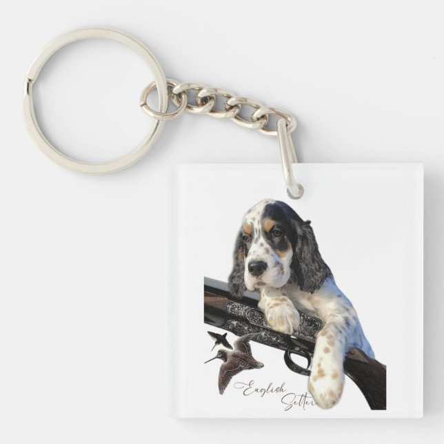 English Setter, cute puppy  T-Shirt Trucker Hat Keychain (Front)