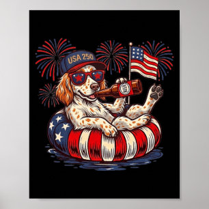 English Setter Dog 250th Aamerica Patriotic Usa Poster