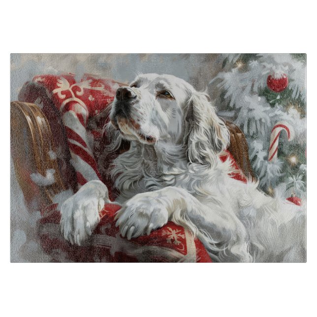 English Setter Dog Christmas Festive Cutting Board (Front)