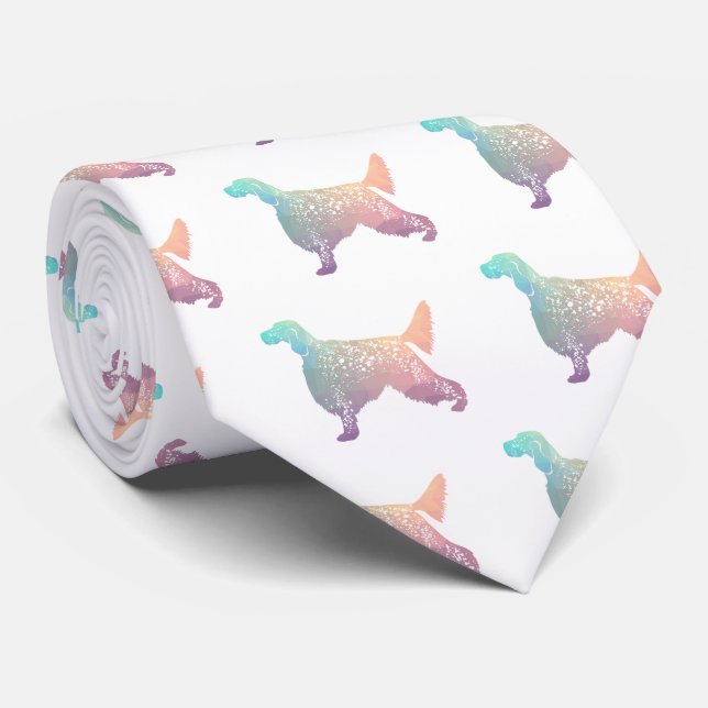 English Setter Dog Geometric Silhouette - Pastel Tie (Rolled)