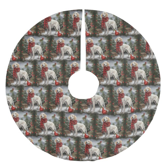 English Setter Dog in Snow Christmas Brushed Polyester Tree Skirt (Front)