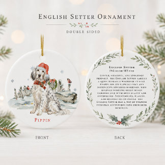 English Setter Dog Monogram Ceramic Ornament