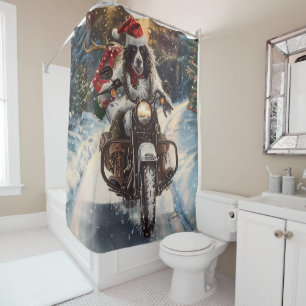 English Setter Dog Riding Motorcycle Christmas
