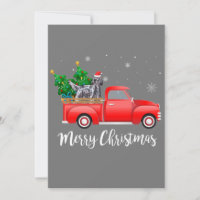 English Setter Dog Riding Red Truck Christmas