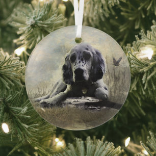 English Setter  Glass Ornament