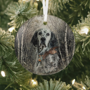 English Setter  Glass Ornament