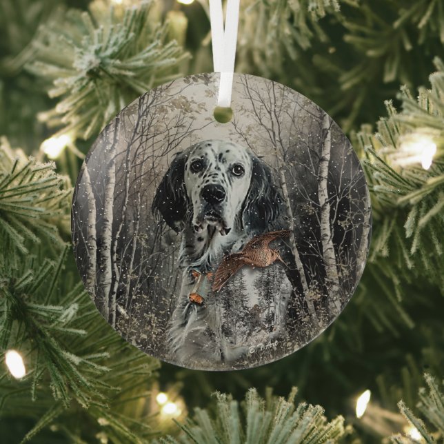 English Setter  Glass Ornament (Insitu)