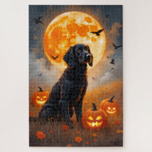 English Setter Harvest Moon Halloween Art Jigsaw Puzzle