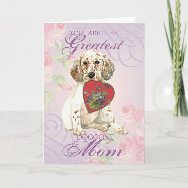 English Setter Heart Mom Card (Front)