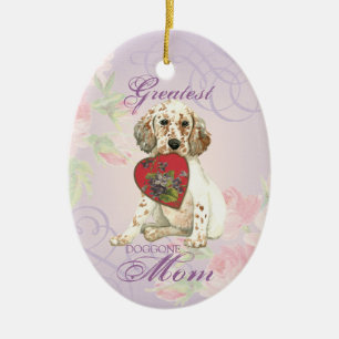English Setter Heart Mom Ceramic Ornament