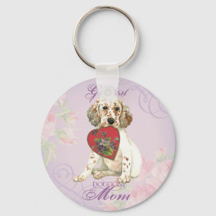 English Setter Heart Mom Keychain