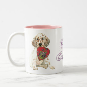 English Setter Heart Mom Two-Tone Coffee Mug
