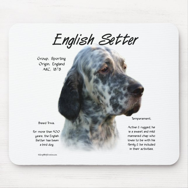 English Setter History Design Mouse Pad (Front)