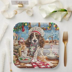 English Setter Holiday Baking: Festive Christmas Paper Plate