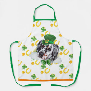English Setter Holiday Decor St Patrick's Day Dog Apron