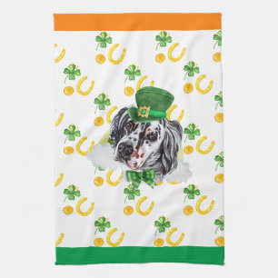 English Setter Holiday Home Decor St Patricks Day Kitchen Towel